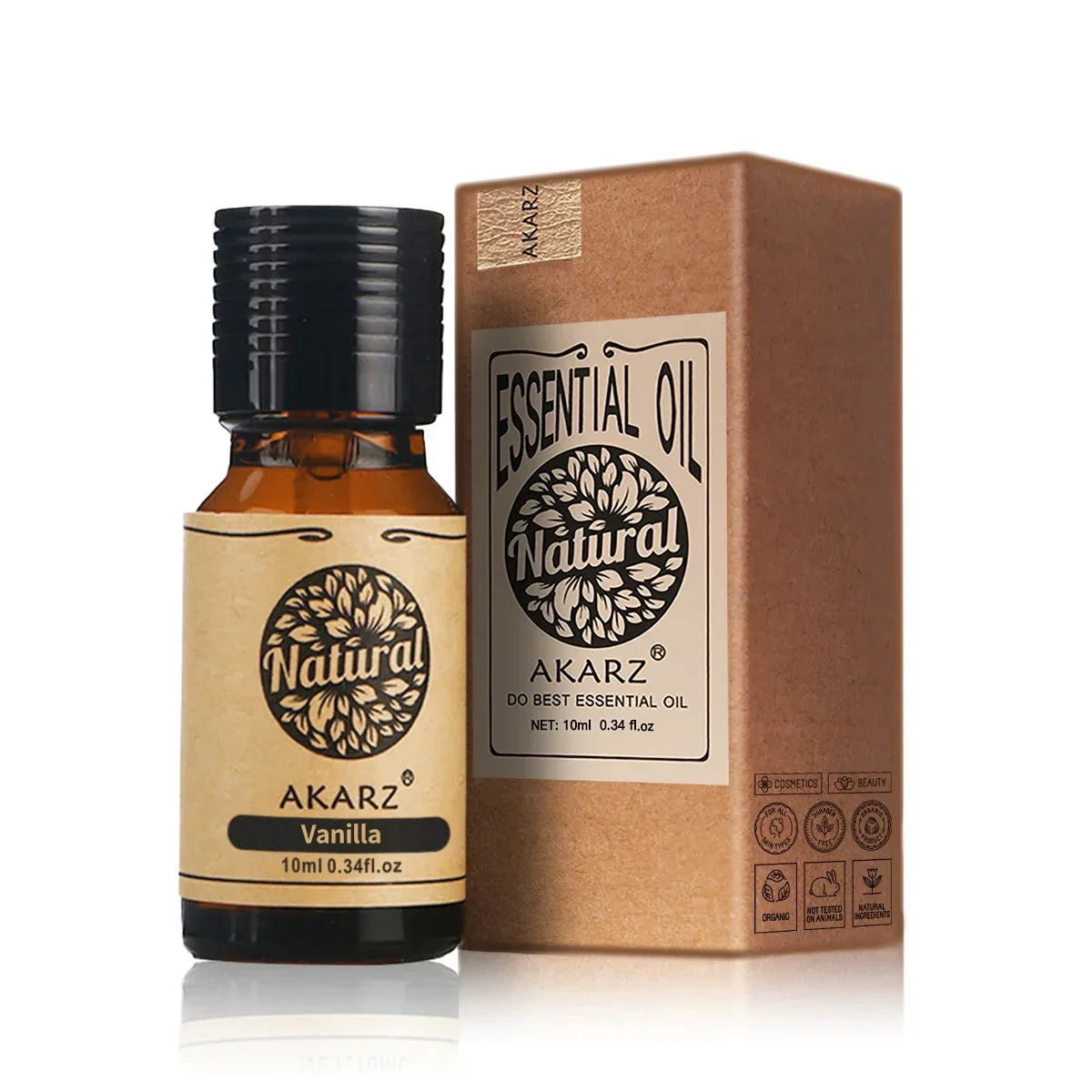 AKARZ Vanilla Essential Oil Natural Aromatherapy for Skin Body Hair Care, Candle,Soap,Making, DIY,Massage Aroma 10ml Vanilla Oil