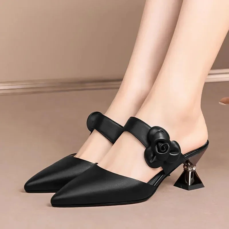 Sapatos Femininas Women Cute Pointed Toe Beige Spring & Summer Slip on Stiletto Heel Shoes Lady Cool Comfort Stylish Pumps E1361