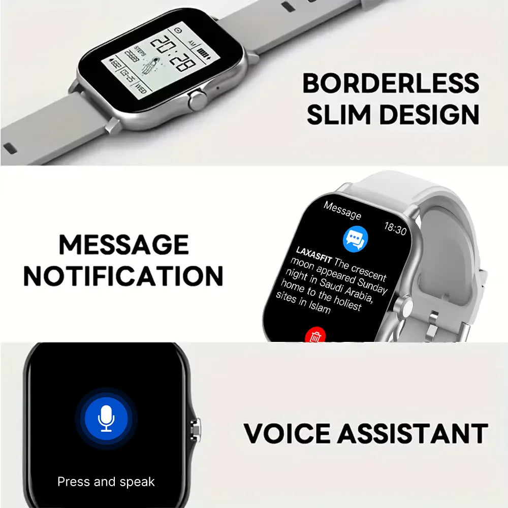 LAXASFIT 2025 Novo Smartwatch com Bluetooth, Tela Sensível ao Toque, Monitor de Frequência Cardíaca, Relógio Inteligente para Esportes e Fitness, Presente Ideal para Homens e Mulheres