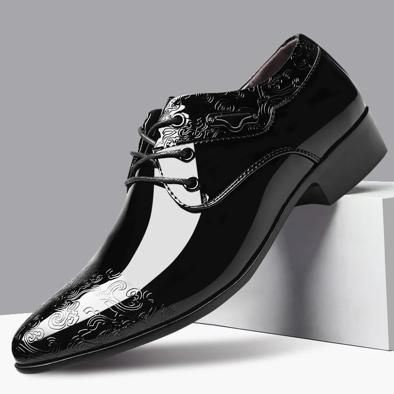 Black Patent Leather Dress Shoes Man Oxfords Shoes Pointed Toe Casual Office Shoes For Men Formal Shoes sapato social masculino