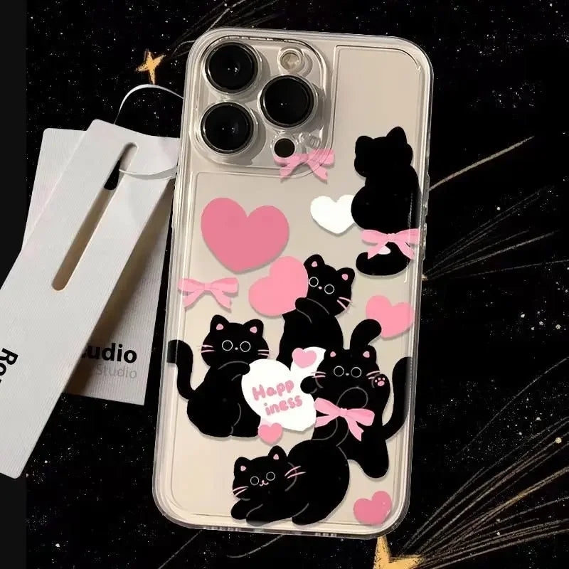 Capa para Samsung Galaxy A56 A55 A54 A35 A36 A26 A16 A15 A14 A34 A53 S25 S24 S23 Ultra Plus S20 S21 S24 FE com desenho fofo de gato