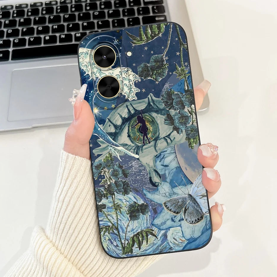 Capa para Xiaomi Redmi A5 4G PocoC71, nova capa moderna com pintura em tons de doce, capa de TPU macia e fosca para Xiaomi Poco C71 Redmi A5.