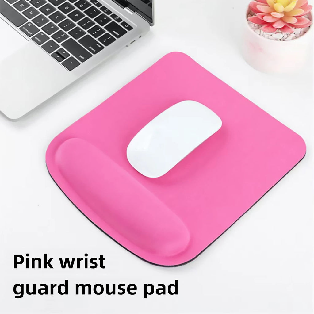 Mouse pad quadrado com apoio de pulso em EVA antiderrapante, macio e confortável para uso no escritório.