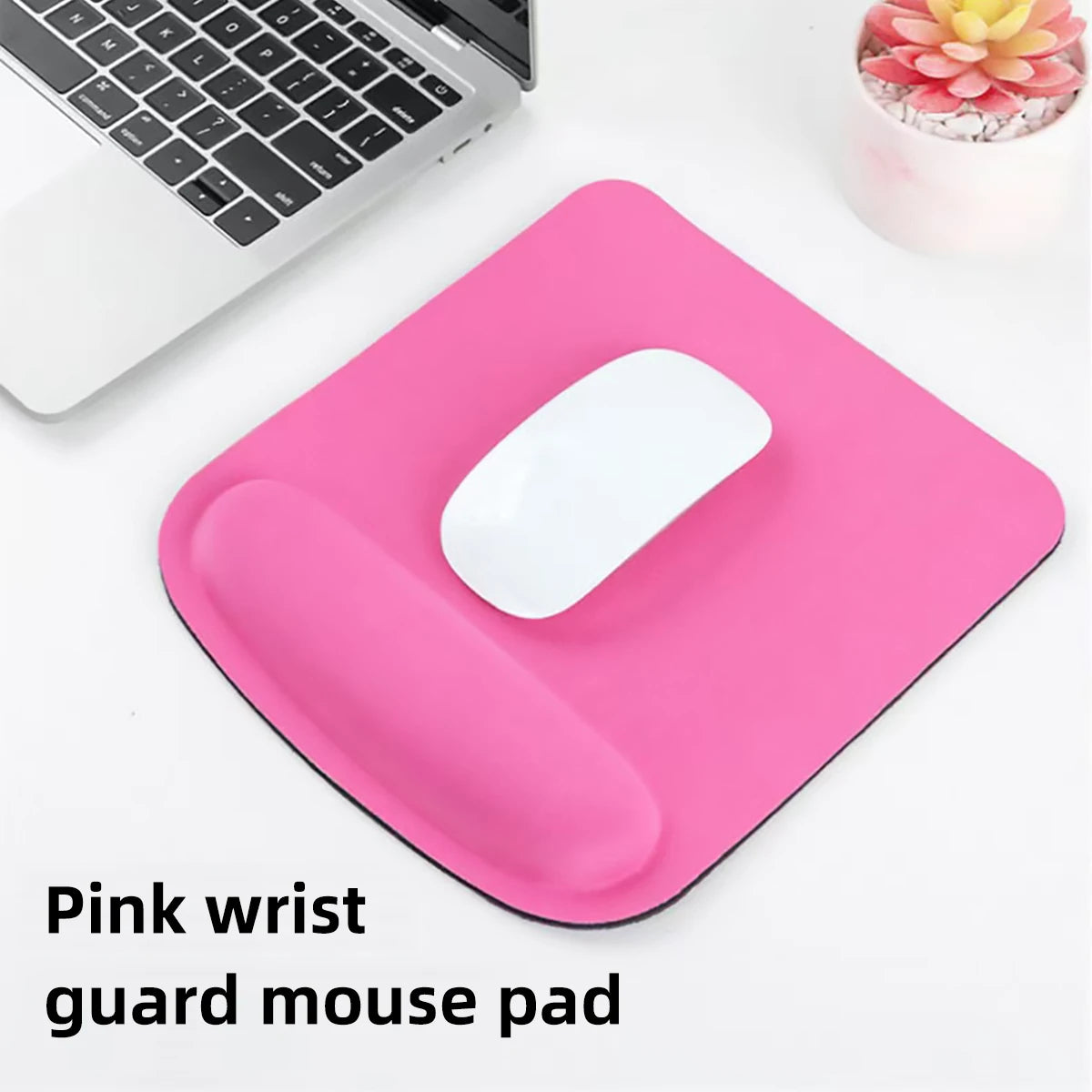 Mouse pad quadrado com apoio de pulso em EVA antiderrapante, macio e confortável para uso no escritório.