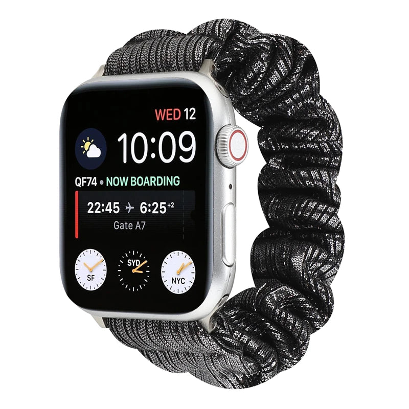 Hair Ring Creative strap For Apple Watch 38mm 40mm 41mm 42mm 44 45mm Elastic Fabric Watch band For iwatch Series 7 6 SE 5 4 3 2