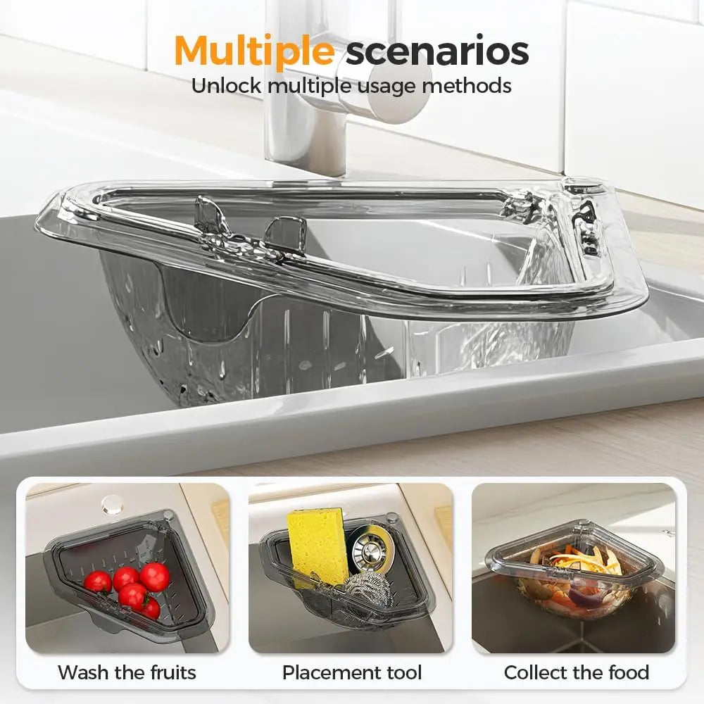 Kitchen Sink Drain Basket Fine Mesh Drain Rack Magnetic Drainage Basket Plastic Kitchen Corner Sink Strainer For Small Kitchens