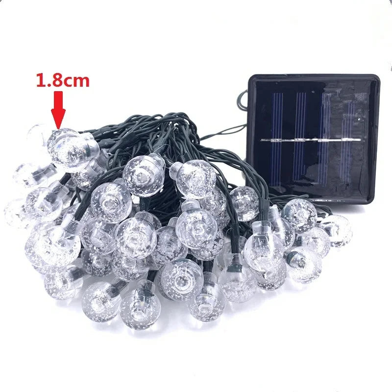 Luzes de Natal solares com bolas de cristal LED, 10 metros, à prova d'água, para decoração de Natal, casamentos, jardins, gramados e árvores. Ideal para decoração externa.