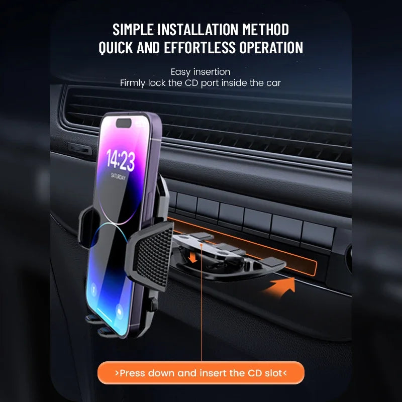 Novo suporte para celular veicular, compatível com e-commerce internacional, entrada para CD, trava automática e suporte para GPS.