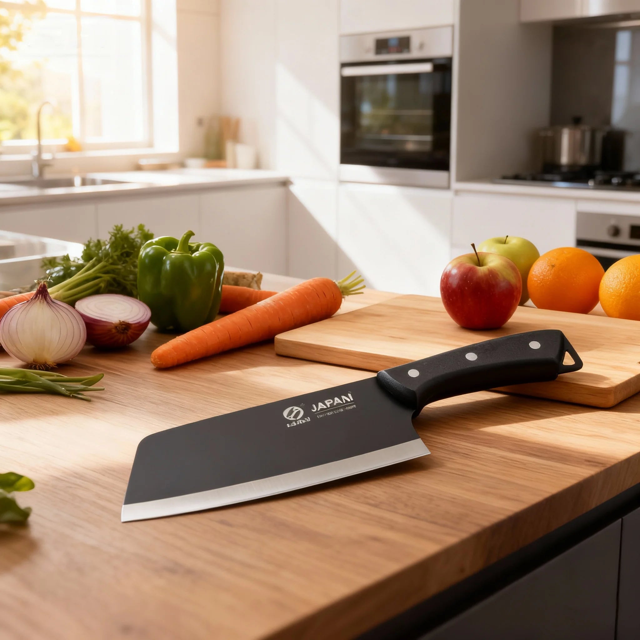 The stainless steel kitchen knife is a lightweight and sharp tool suitable for cutting vegetables meat and fruits in the kitchen