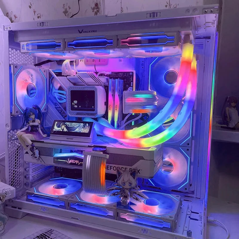 Tubo flexível ARGB para resfriamento líquido de CPU, controlado por placa-mãe, radiador de resfriamento, tubo de 5V 3 pinos ARGB para decoração de gabinete de computador Pi