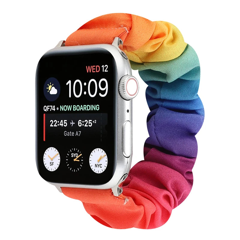 Hair Ring Creative strap For Apple Watch 38mm 40mm 41mm 42mm 44 45mm Elastic Fabric Watch band For iwatch Series 7 6 SE 5 4 3 2