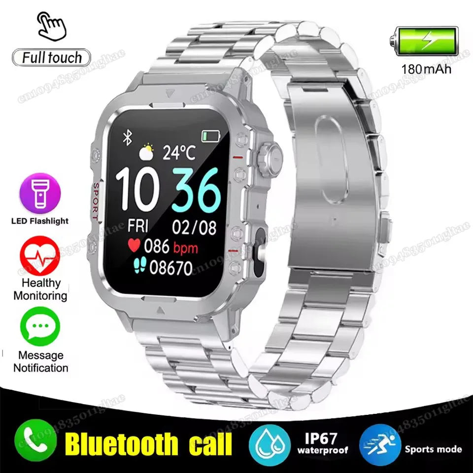 2026 New Military-grade Smart Watch Men GPS Flashlight 3ATM Waterproof Watch Bluetooth Call 100+Sport Outdoor Smartwatch Pk MA27