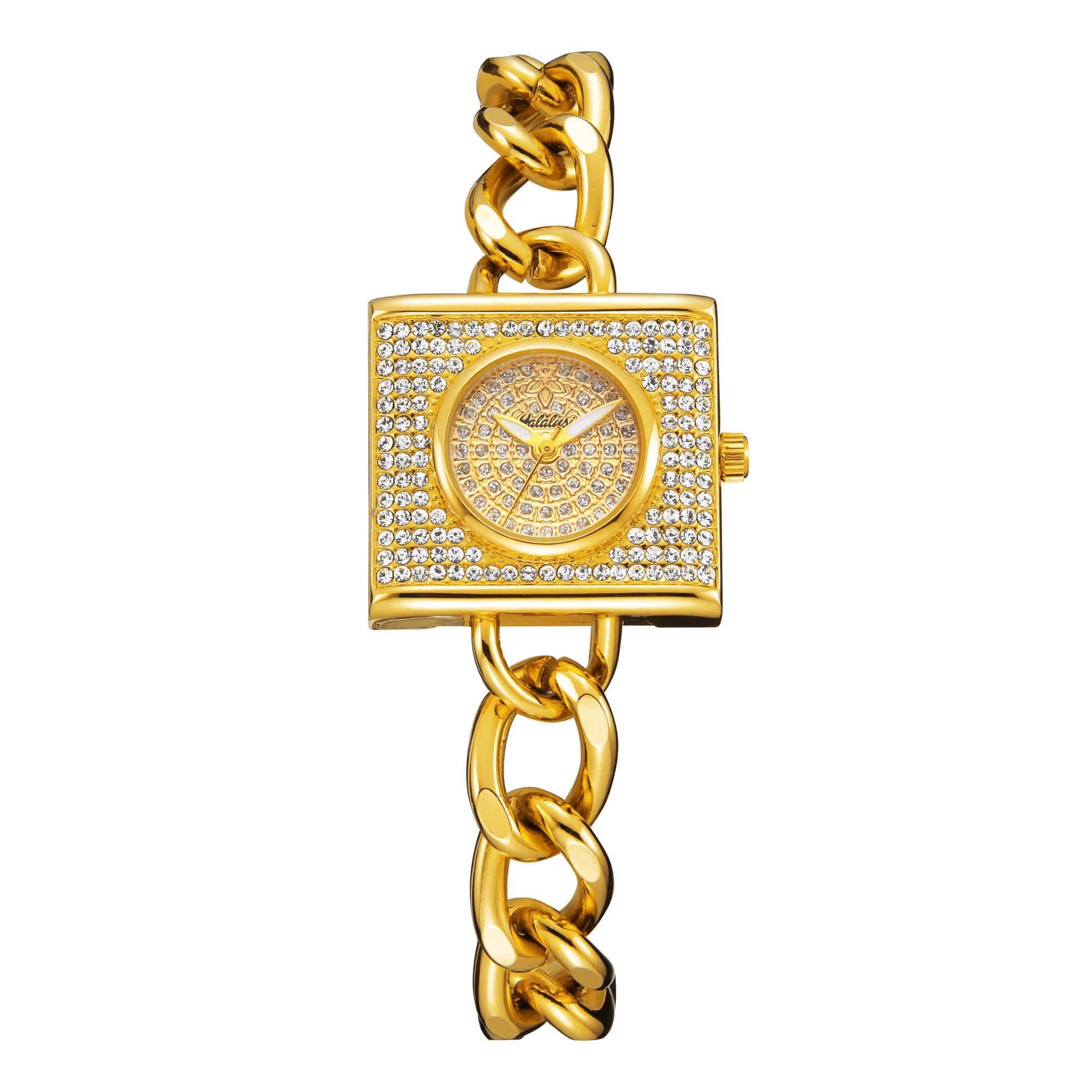 YaLaLuSi Relógio Feminino de Luxo com Cristais e Diamantes – Banho Iônico a Vácuo