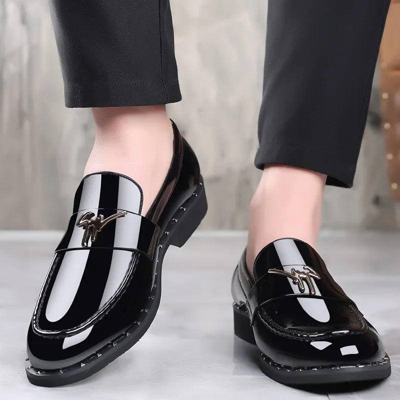 male comfortable shoe leather fashion shoes men terse mocassini  loafers black high quality casual mens luxury business