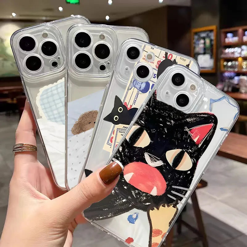 Capa para Samsung Galaxy A56 A55 A54 A35 A36 A26 A16 A15 A14 A34 A53 S25 S24 S23 Ultra Plus S20 S21 S24 FE com desenho fofo de gato