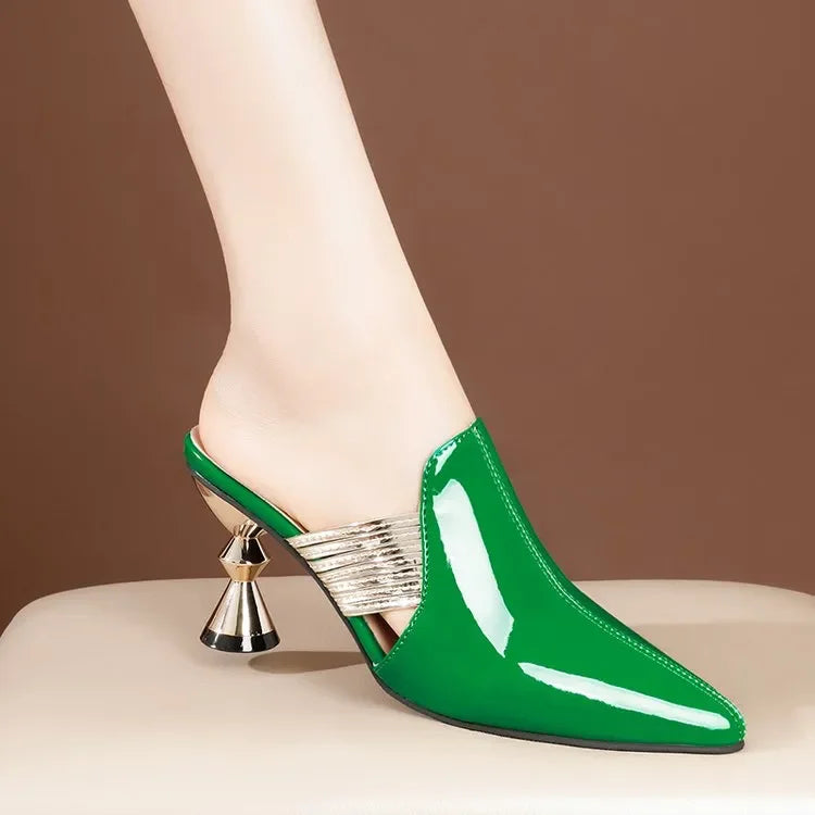 Sapatos Femininas Women Cute Pointed Toe Beige Spring & Summer Slip on Stiletto Heel Shoes Lady Cool Comfort Stylish Pumps E1361