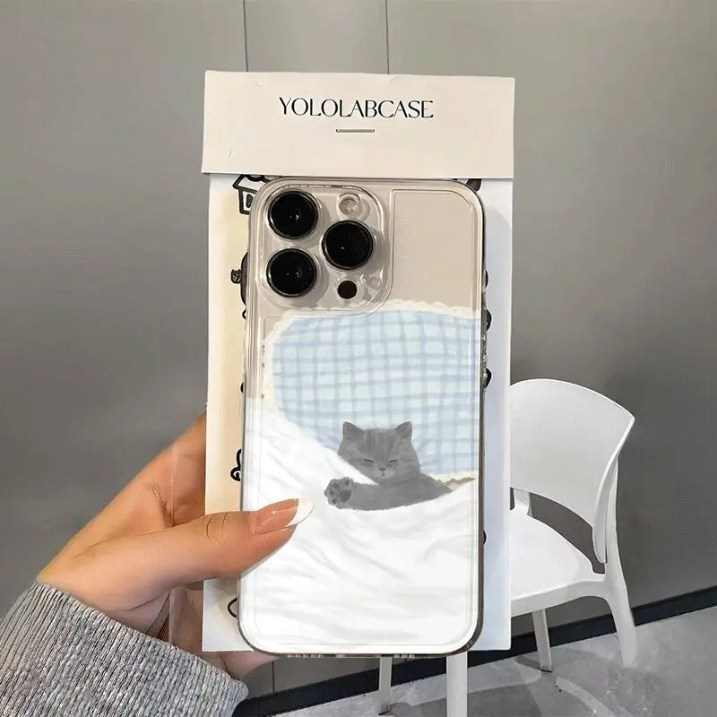 Capa para Samsung Galaxy A56 A55 A54 A35 A36 A26 A16 A15 A14 A34 A53 S25 S24 S23 Ultra Plus S20 S21 S24 FE com desenho fofo de gato