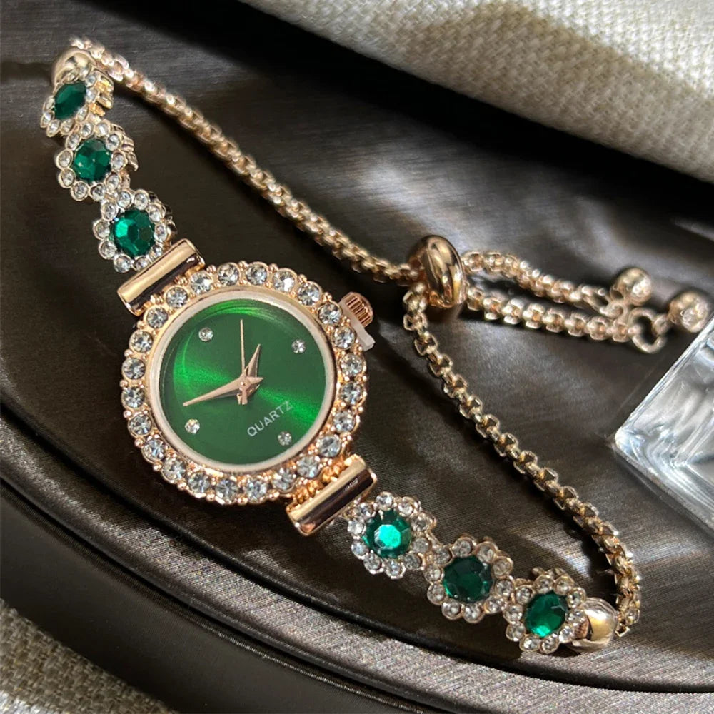 Elegant Women Watches Fashion Rhinestone Flowers Bracelet Ladies Quartz Wristwatch Reloj Mujer Girls Clock Gift