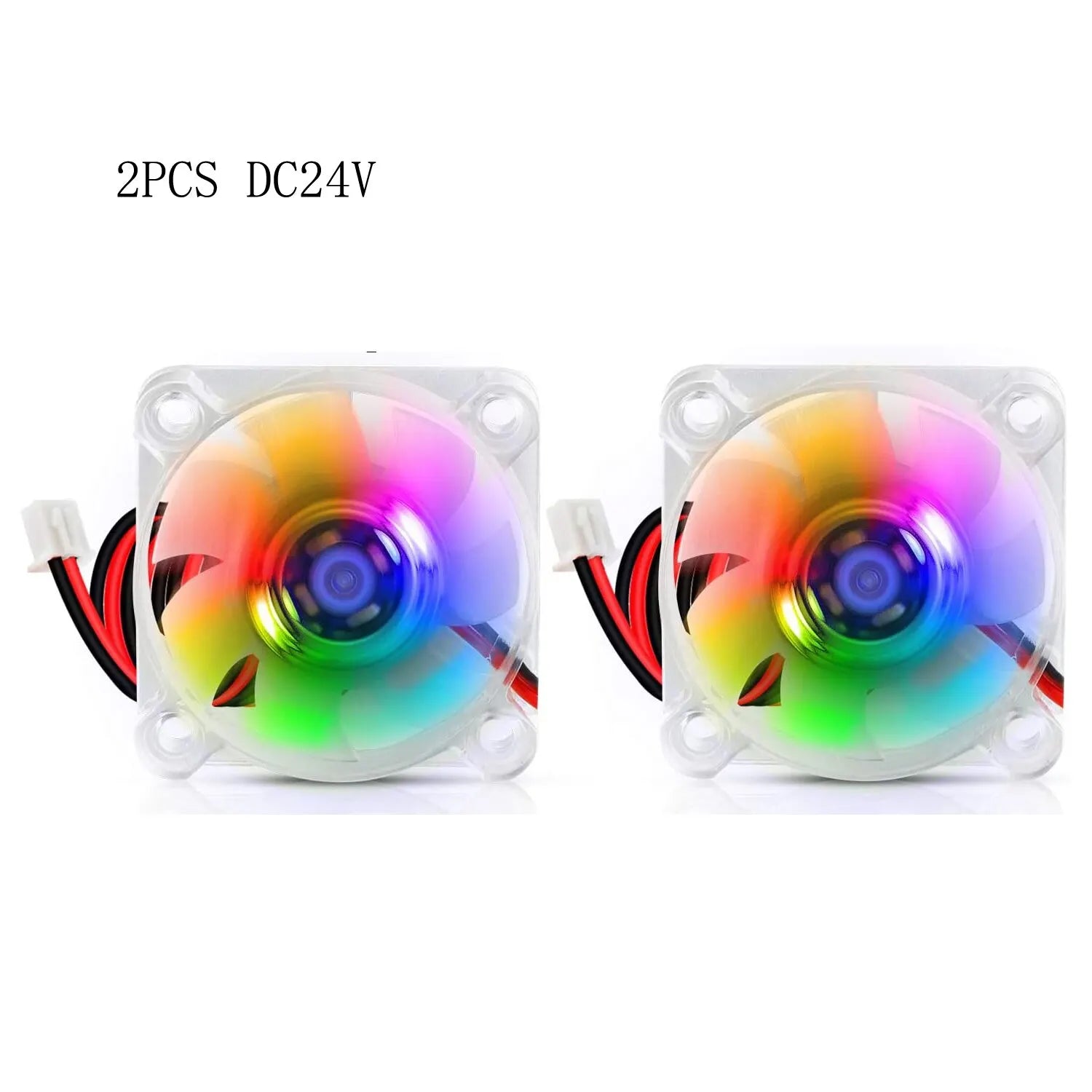 2 unidades de ventoinha RGB de 40 mm, 12 V/24 V, para Ender 3. Atualização para ventoinhas de 24 volts com LED colorido, rolamento hidráulico 4010, compatível com Ender 3 Pro e 3X CR-10S.
