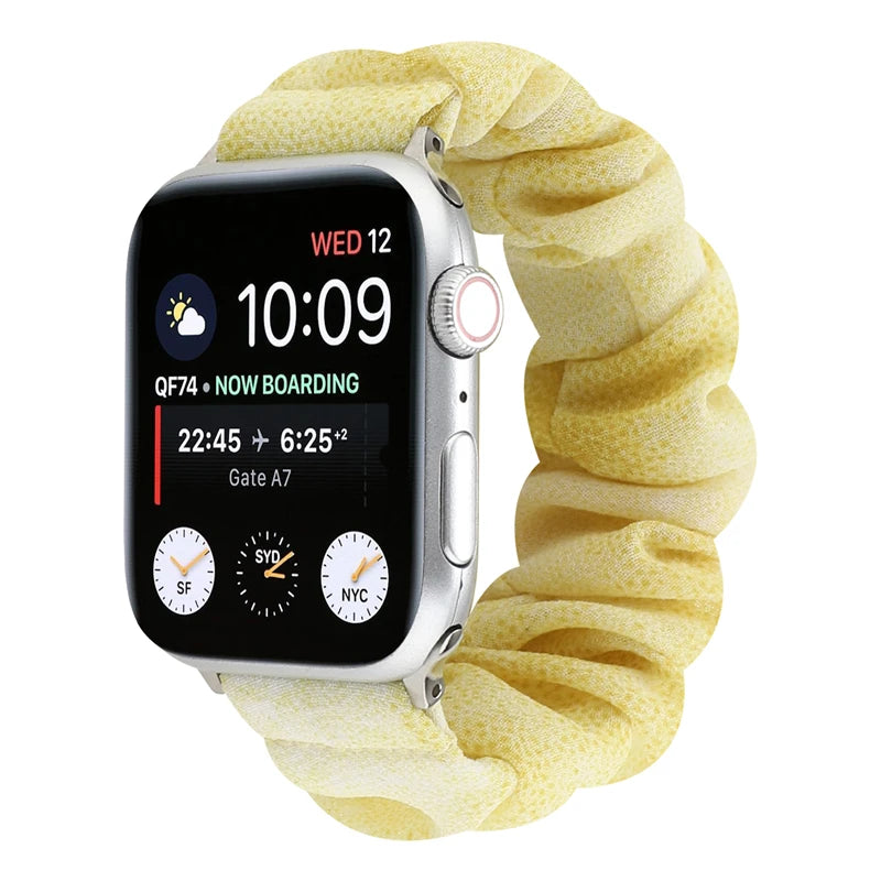 Hair Ring Creative strap For Apple Watch 38mm 40mm 41mm 42mm 44 45mm Elastic Fabric Watch band For iwatch Series 7 6 SE 5 4 3 2