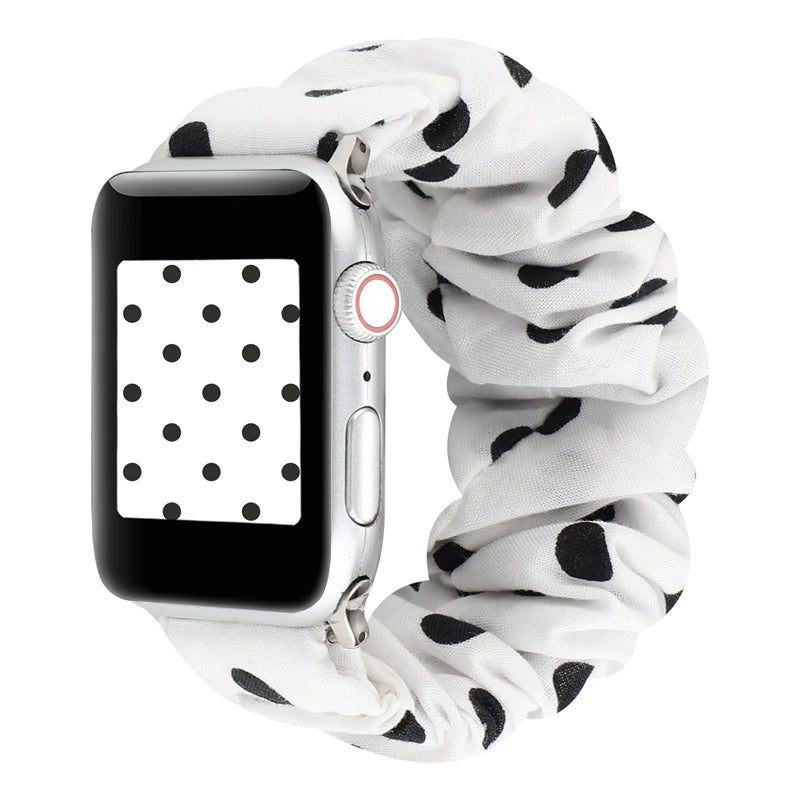 Hair Ring Creative strap For Apple Watch 38mm 40mm 41mm 42mm 44 45mm Elastic Fabric Watch band For iwatch Series 7 6 SE 5 4 3 2